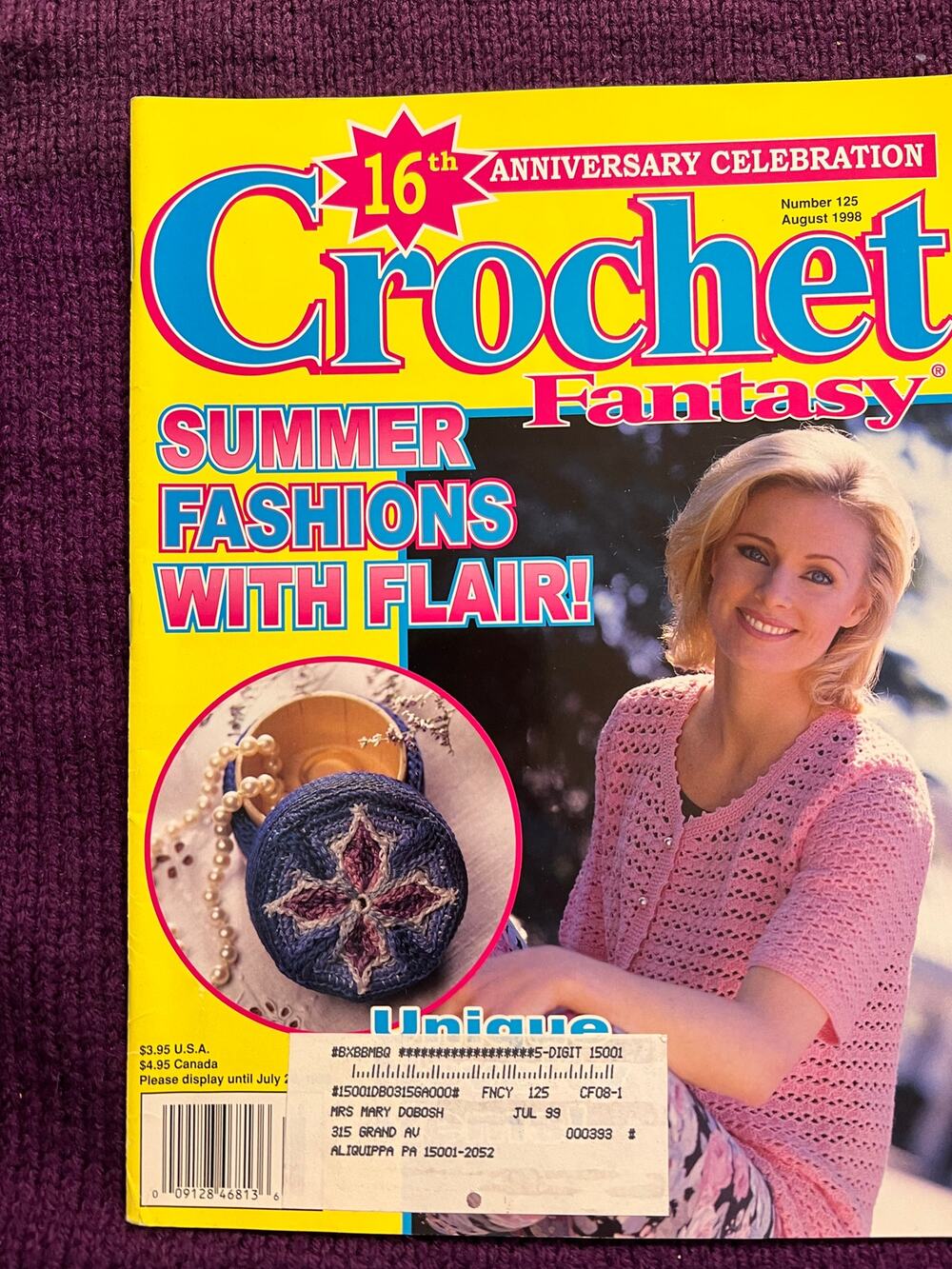 Crocheted fantasy pattern book 1998 sweater bag afgan